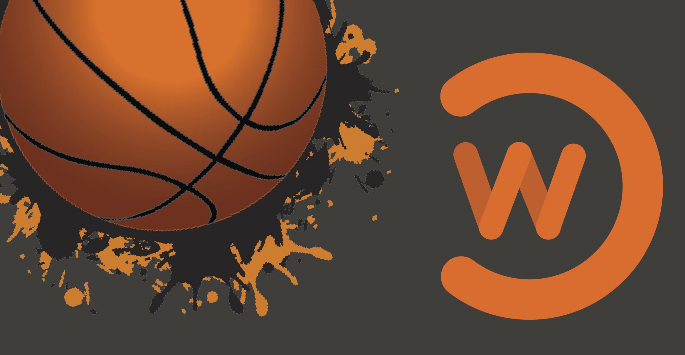 graphic of a basketball with the CWC logo